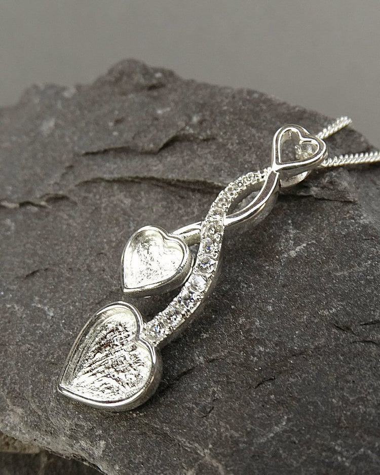 Silver 925 Entwined Hearts Memorial Necklace