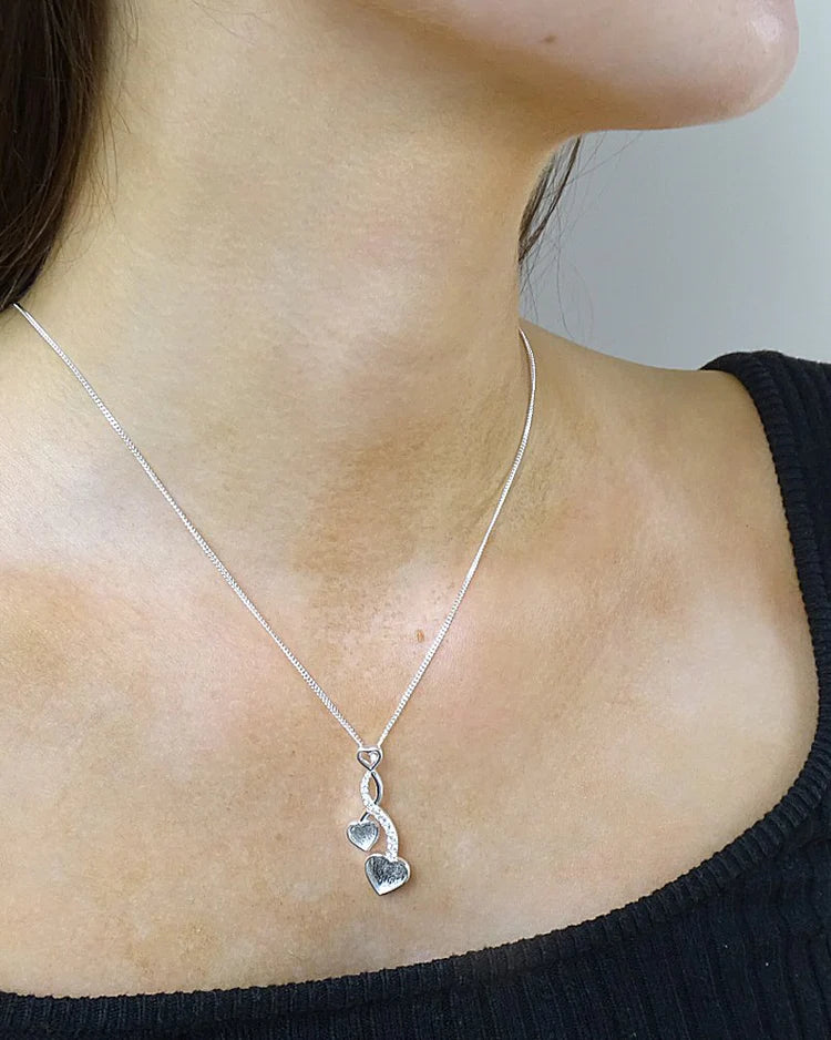 Silver 925 Entwined Hearts Memorial Necklace