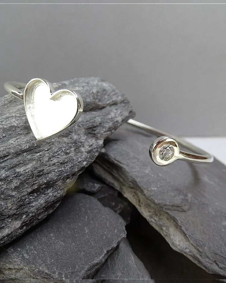 925 Silver Memorial Open Cuff Bracelet with CZ