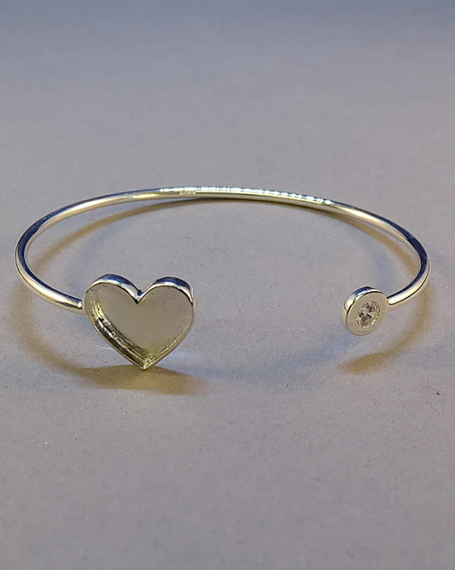 925 Silver Memorial Open Cuff Bracelet with CZ