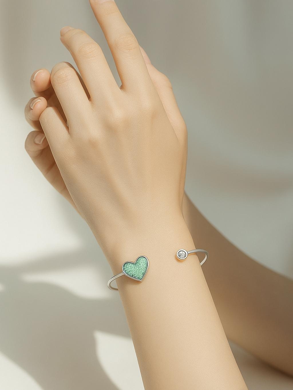 925 Silver Memorial Open Cuff Bracelet with CZ