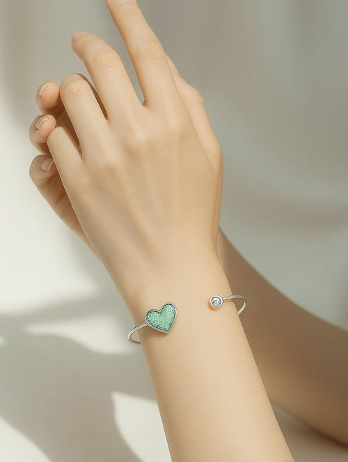 925 Silver Memorial Open Cuff Bracelet with CZ