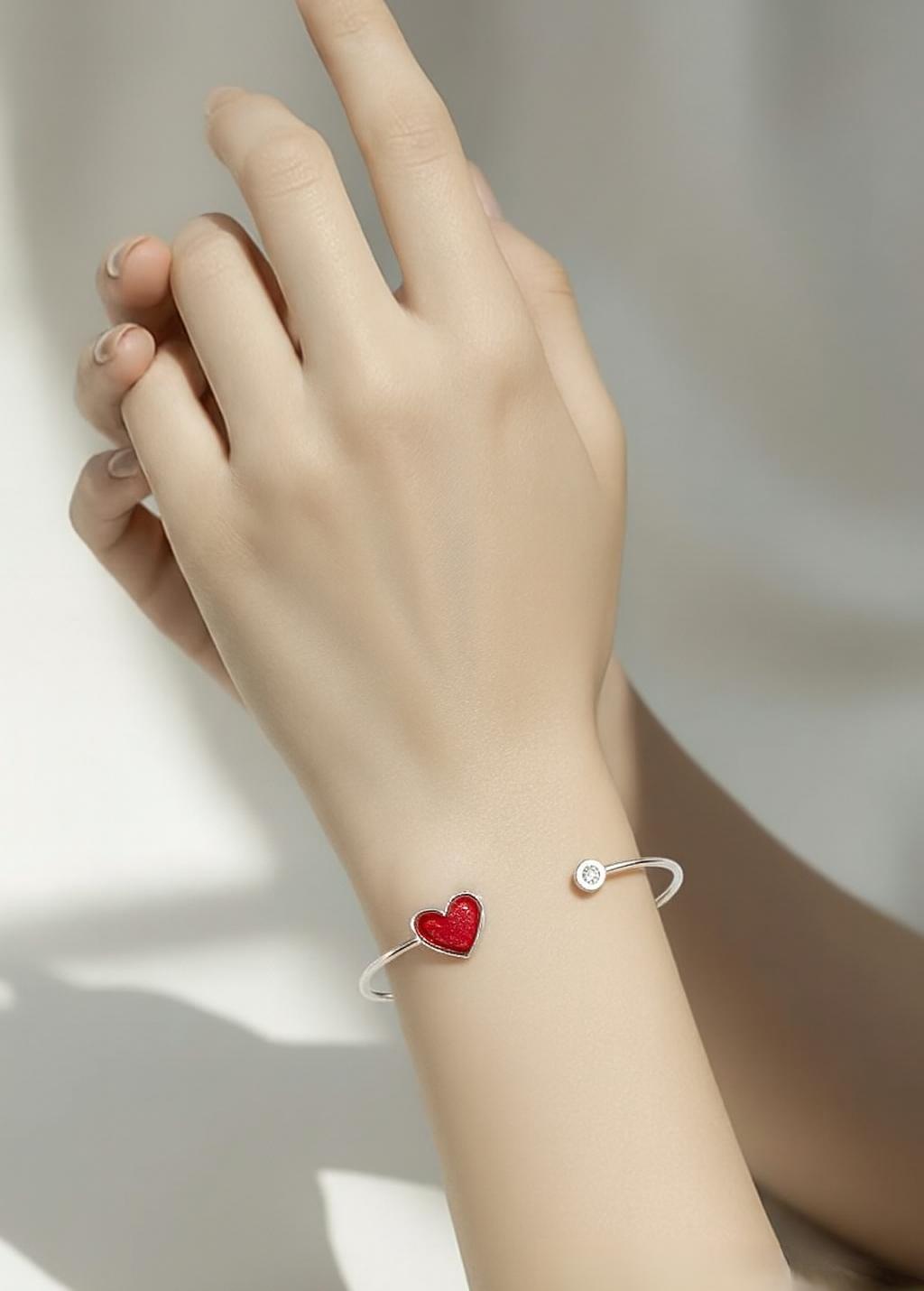 925 Silver Memorial Open Cuff Bracelet with CZ