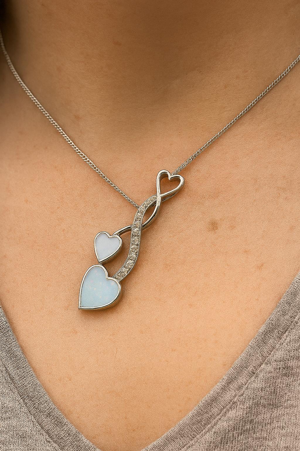 Silver 925 Entwined Hearts Memorial Necklace