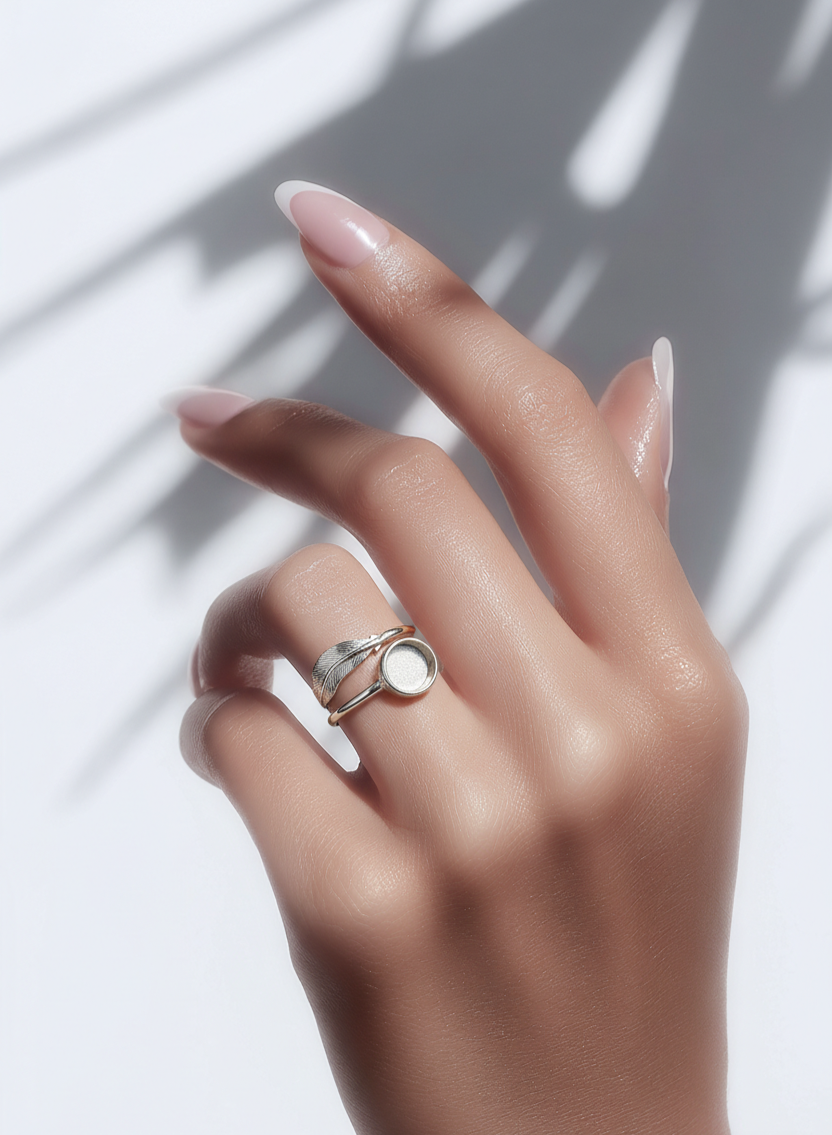 925 Silver Feather Memorial Ring