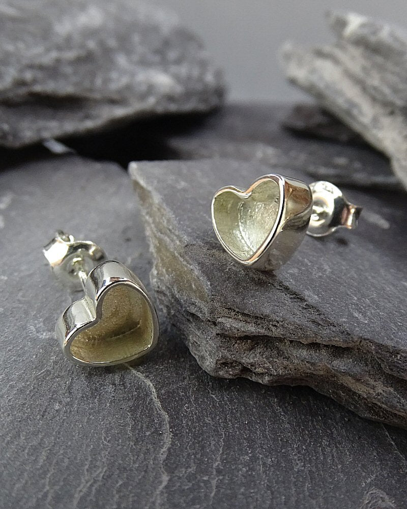 Small Silver Memorial Heart Studs