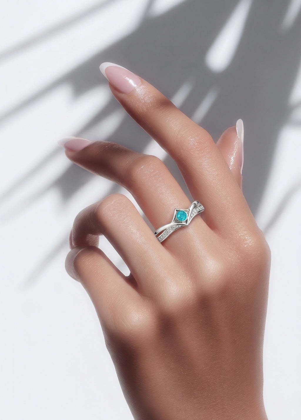 Inverted Wishbone 925 Silver CZ Ring