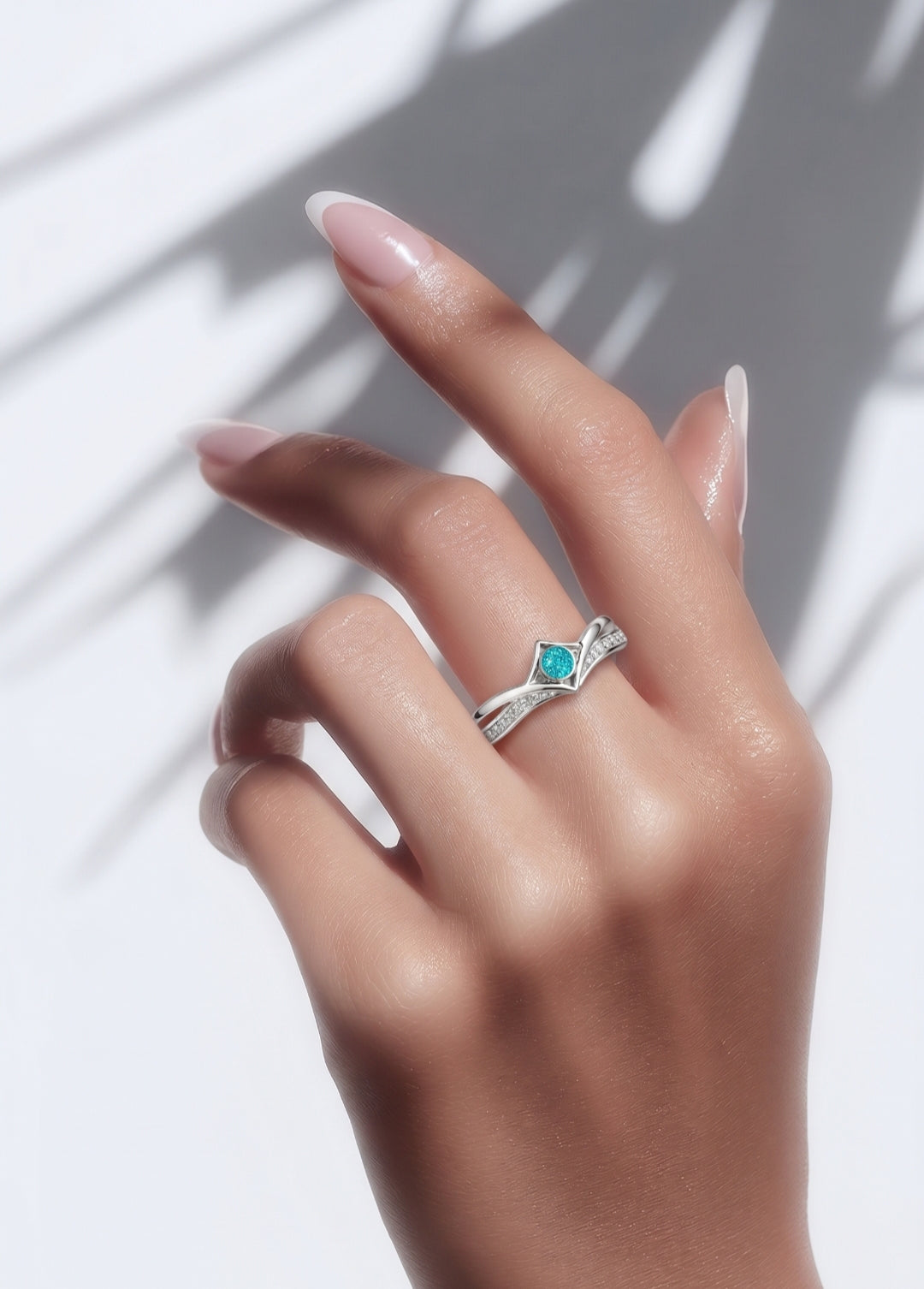 Inverted Wishbone 925 Silver CZ Ring