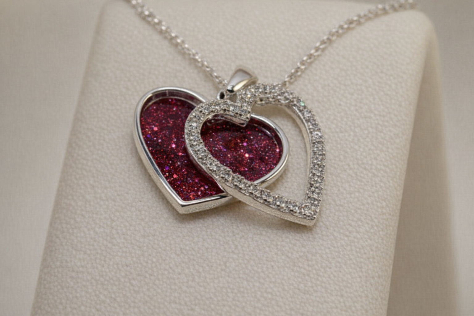 Solid Silver Two Part Articulated Memorial Heart Pendant