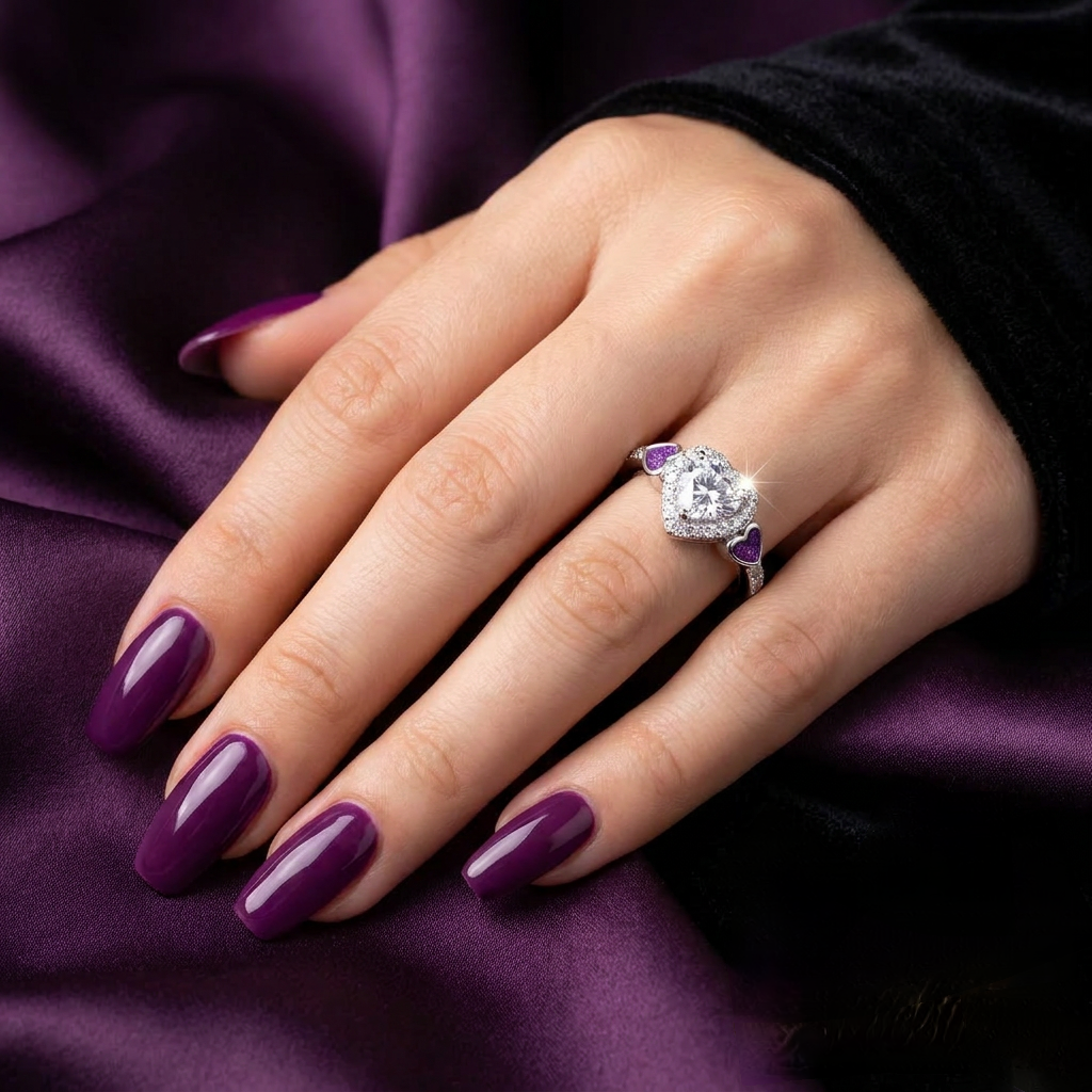 Heart Cluster 925 Silver CZ Memorial Ring