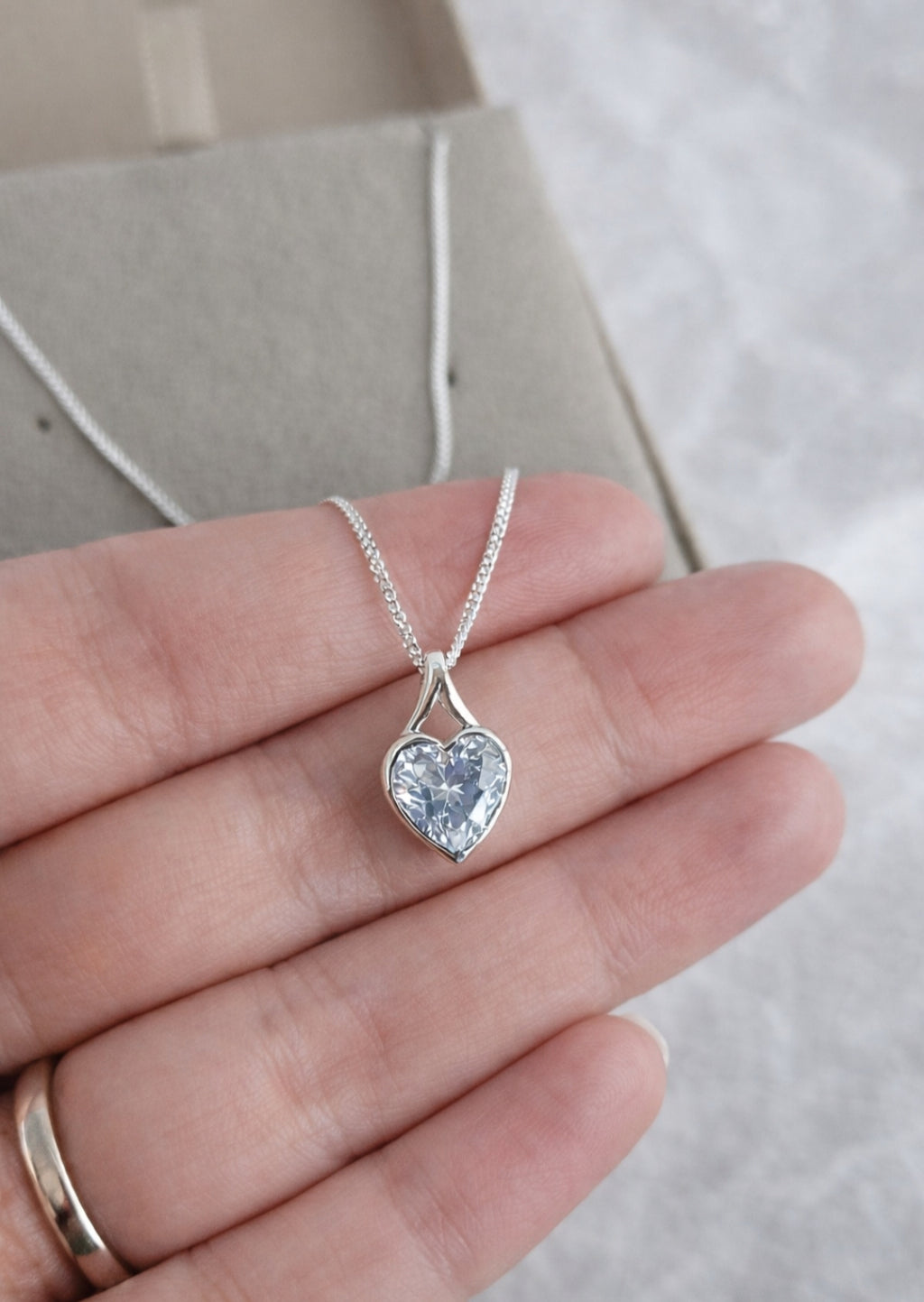 Heart Cubic Zirconia Secretly Set Memorial Pendant