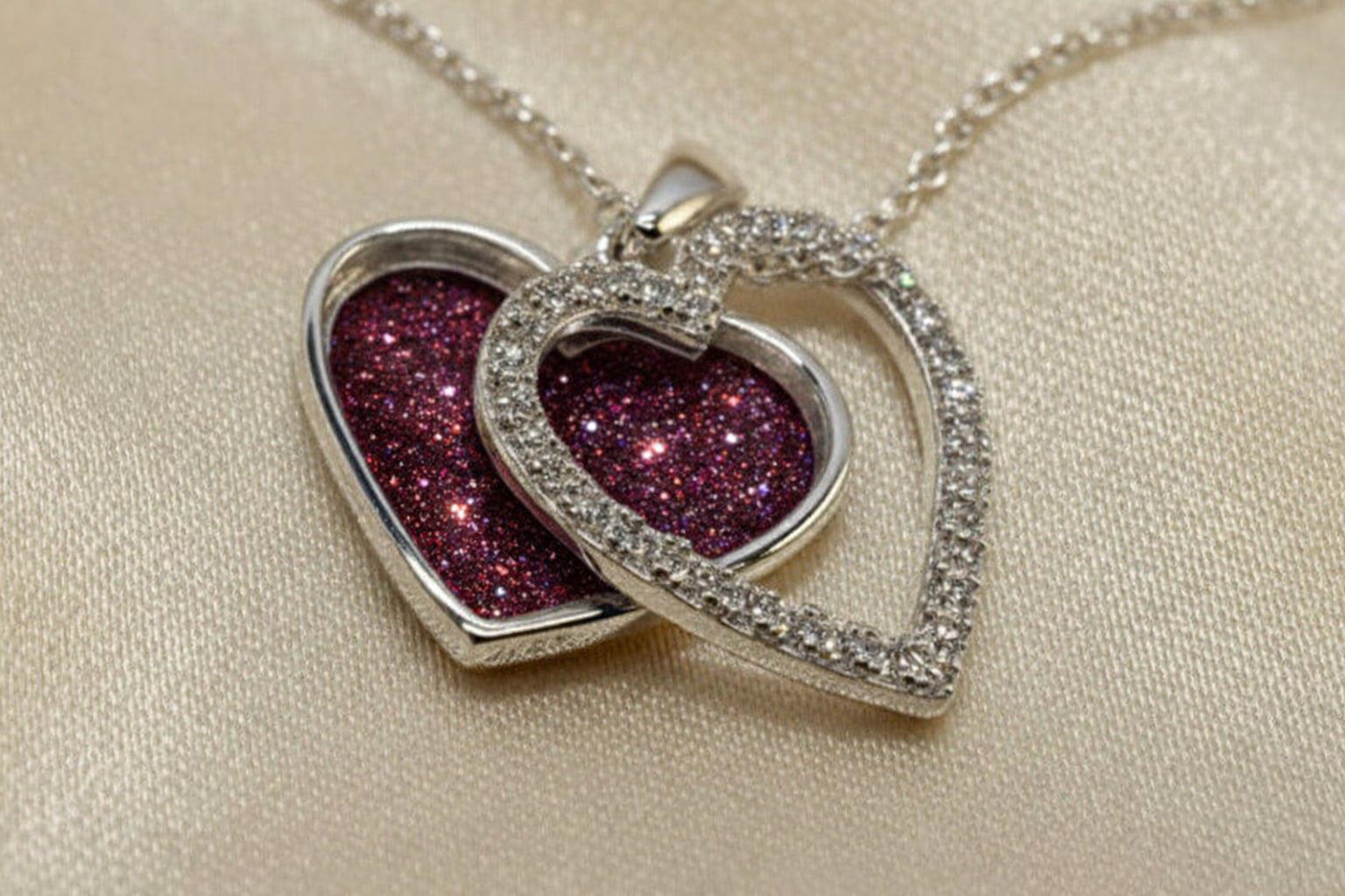Solid Silver Two Part Articulated Memorial Heart Pendant