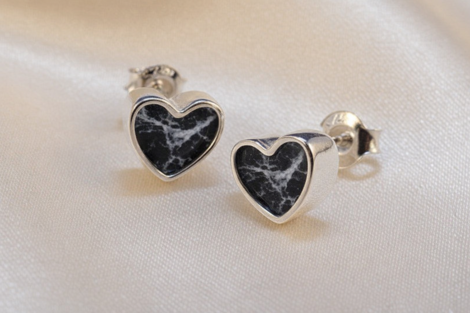 Small Silver Memorial Heart Studs
