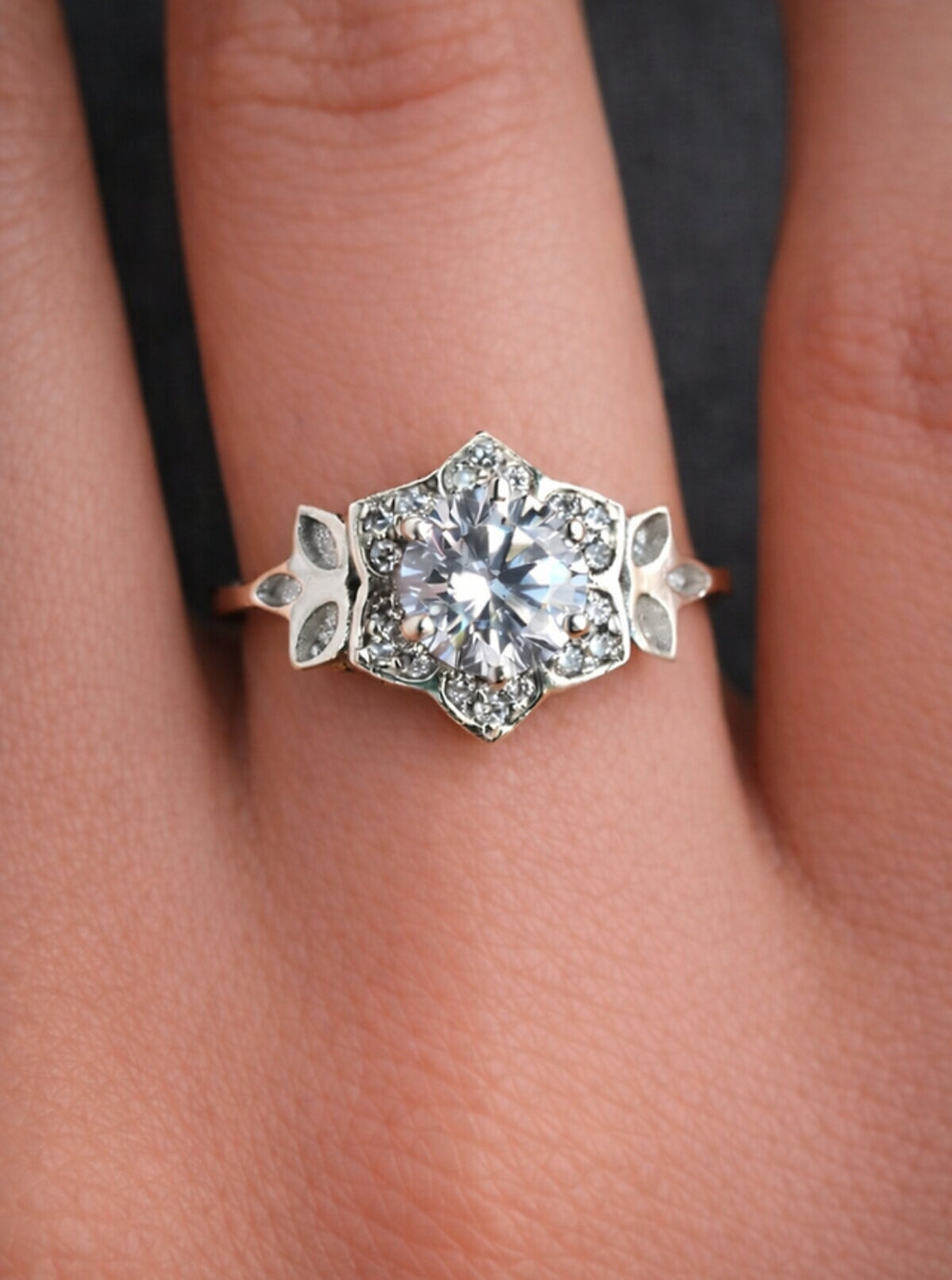Vintage Floral CZ Memorial Ring