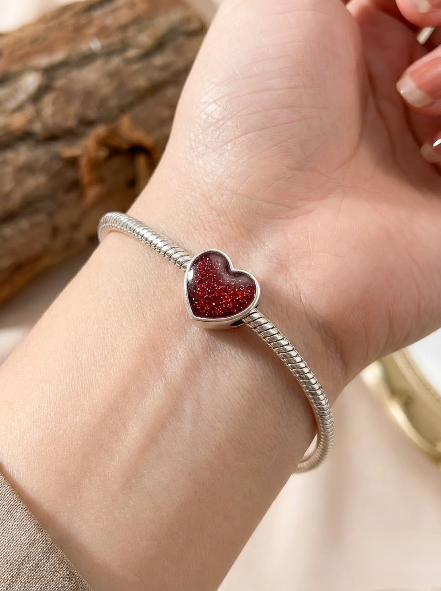 925 Sterling Silver Heart Bracelet Charm