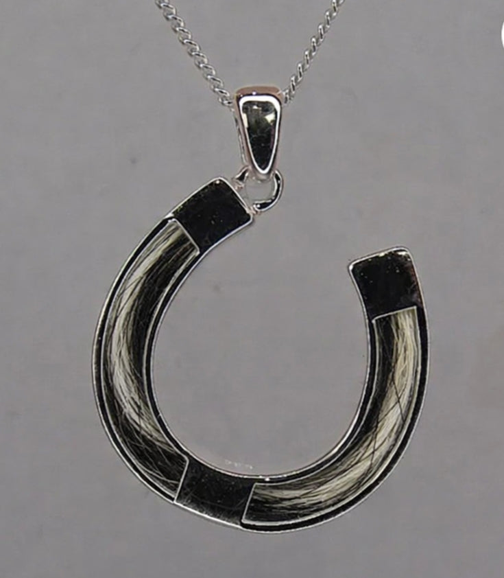 Custom Horse Hair Keepsake Necklace - Elegant Silver Horseshoe Charm