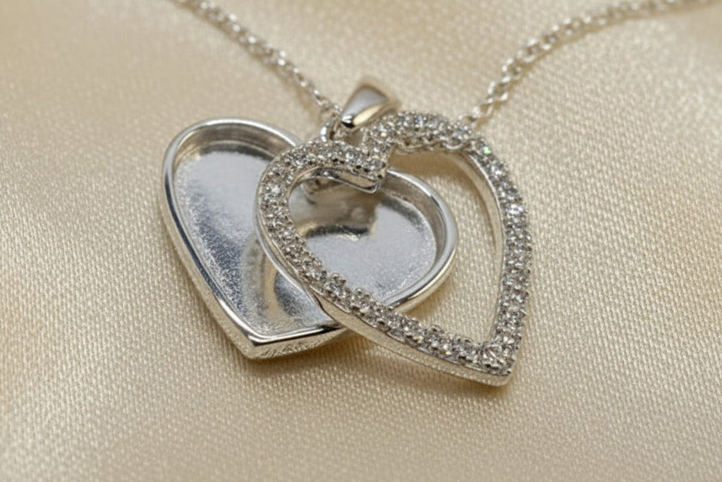 Solid Silver Two Part Articulated Memorial Heart Pendant