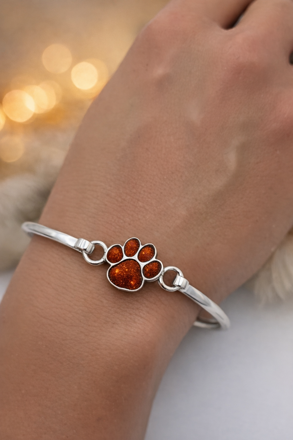 Paw Print Hook Clasp 925 Bangle