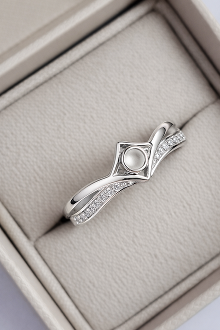 Inverted Wishbone 925 Silver CZ Ring