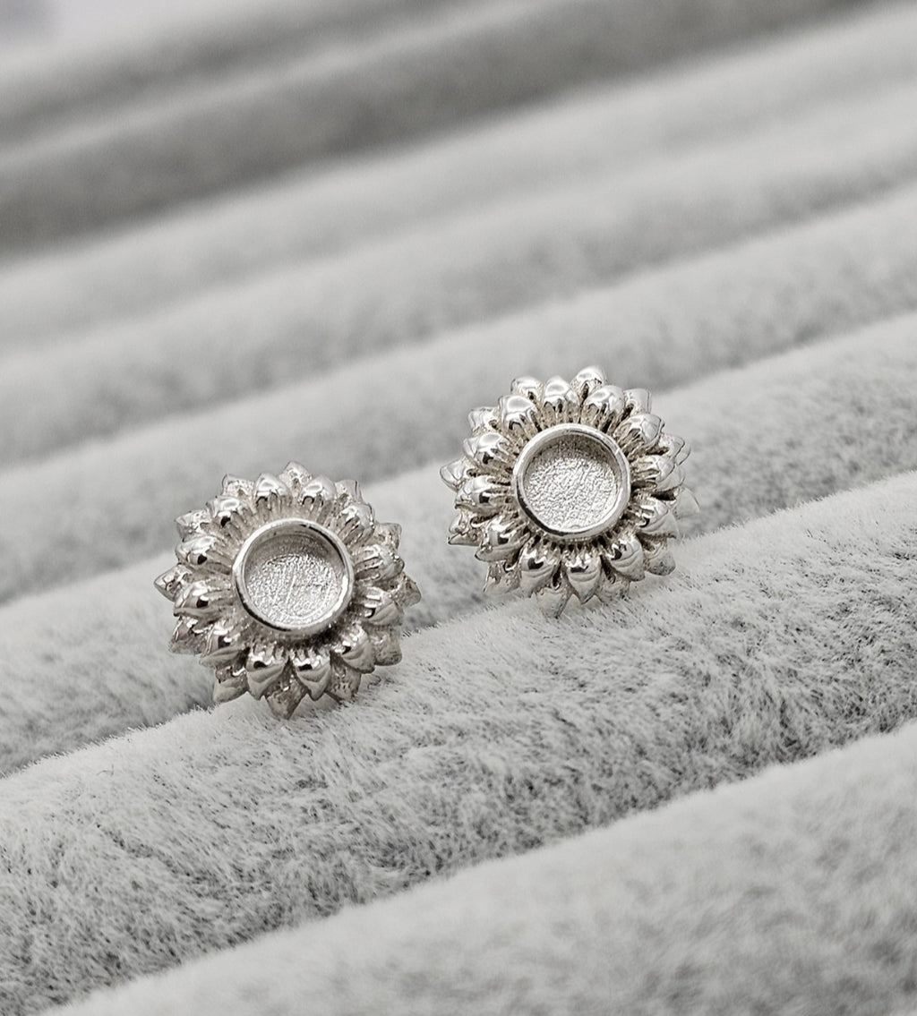 Sunflower 925 Silver Earring Stud Blanks