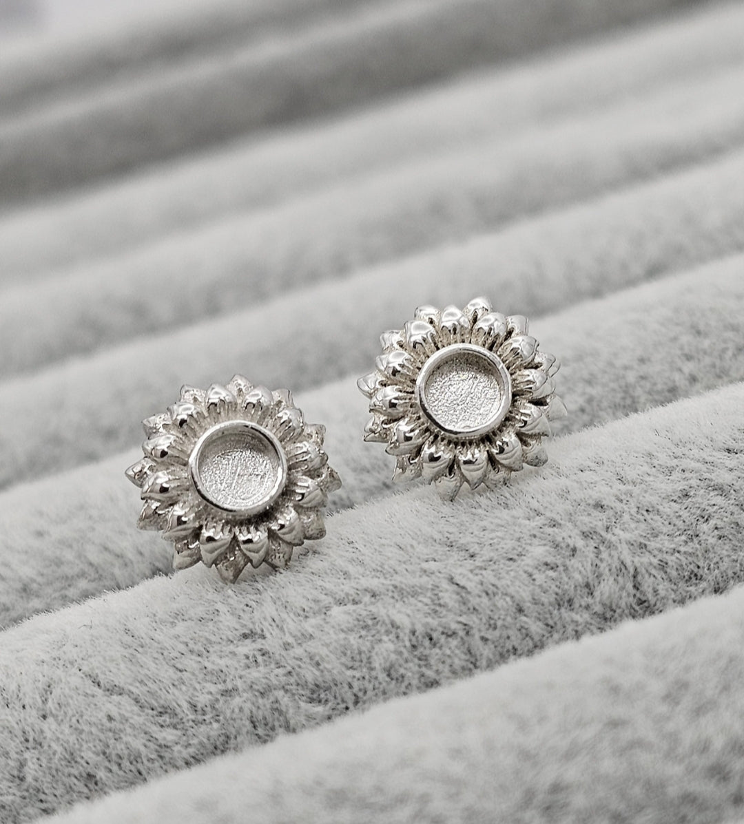 Sunflower 925 Silver Earring Stud Blanks