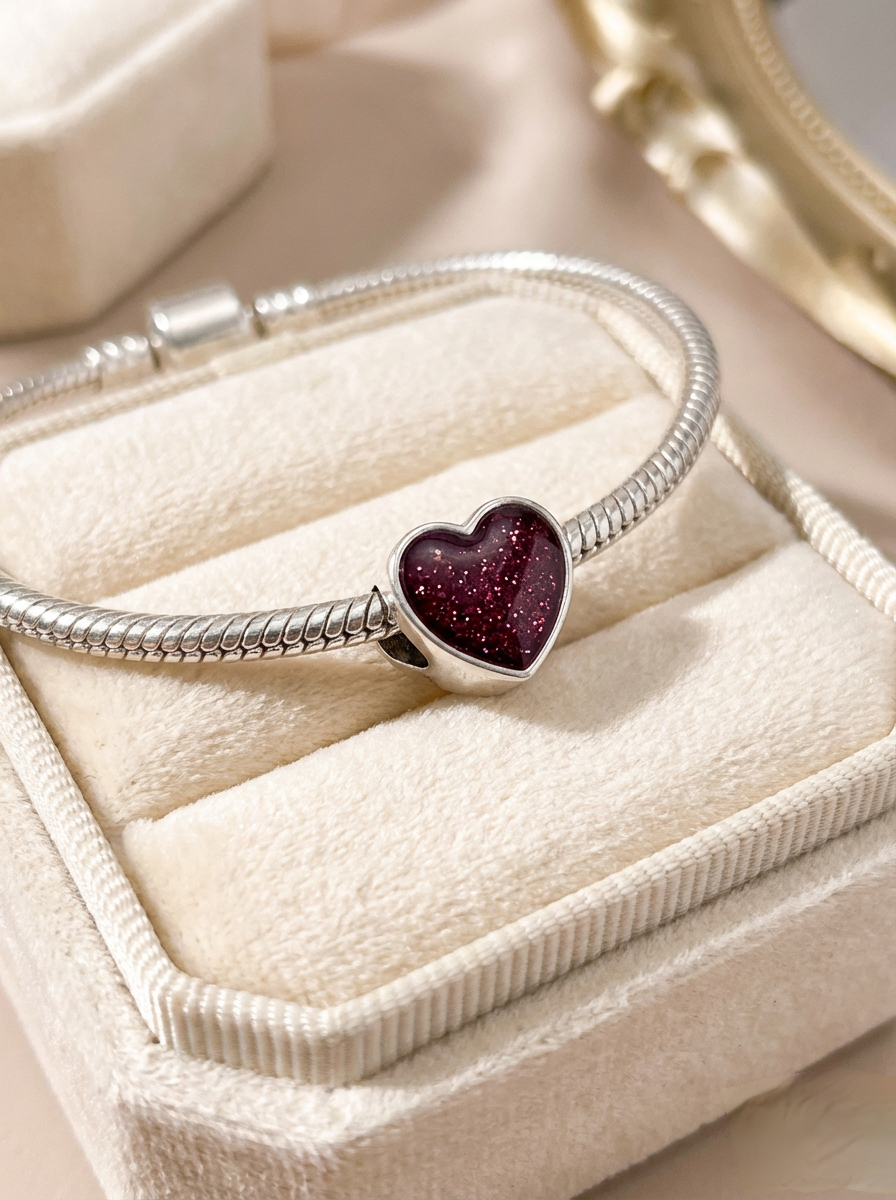 925 Sterling Silver Heart Bracelet Charm