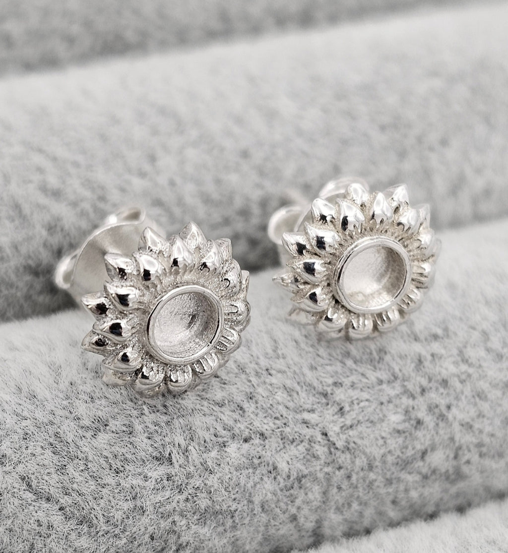 Sunflower 925 Silver Earring Stud Blanks