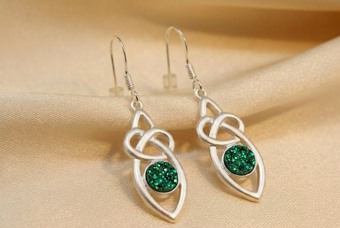 Silver Celtic Drop Memorial Earrings