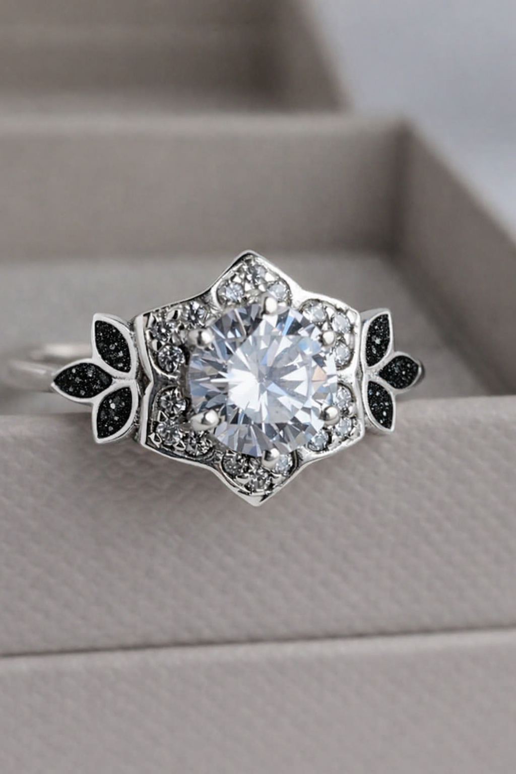 Vintage Floral CZ Memorial Ring
