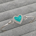Heart CZ Hook Clasp 925 Silver Bangle