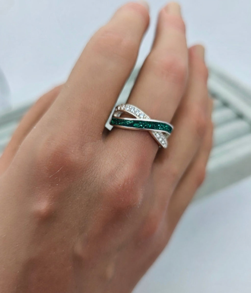 Infinity Wave CZ 925 Silver Memorial Ring