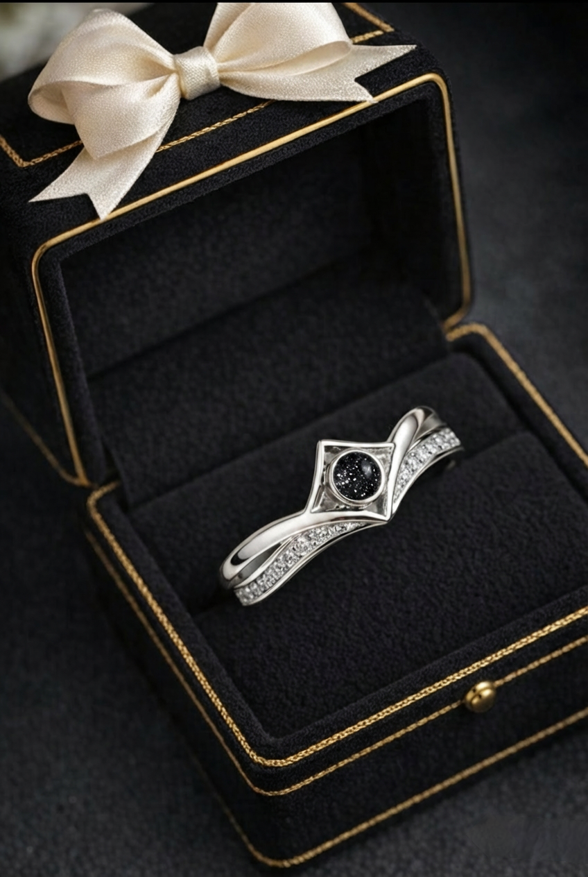 Inverted Wishbone 925 Silver CZ Ring