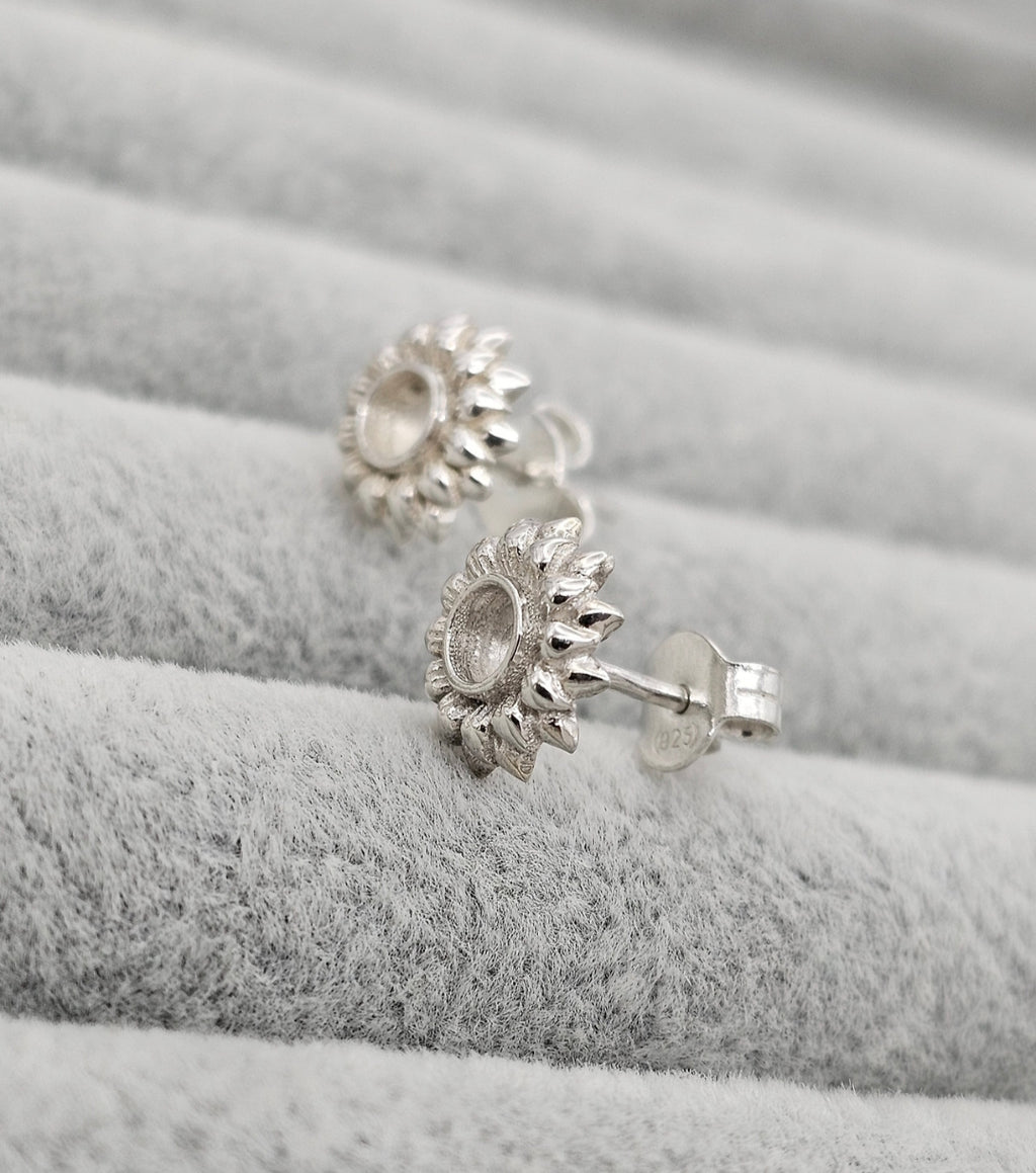 Sunflower 925 Silver Earring Stud Blanks