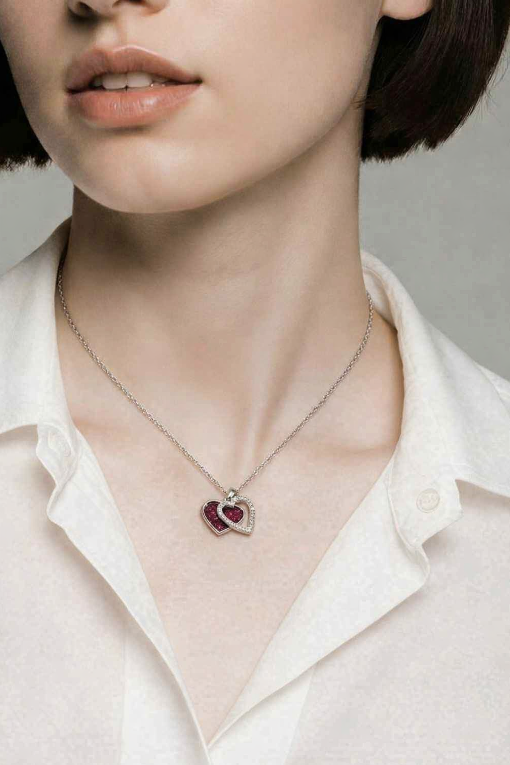Solid Silver Two Part Articulated Memorial Heart Pendant