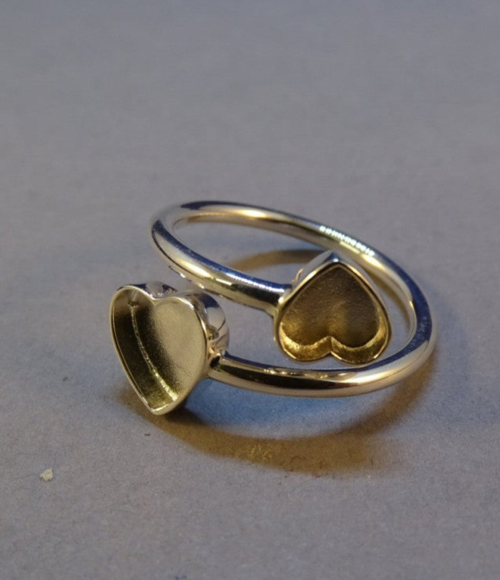 Adjustable Double‑Heart Memorial Ring for Ashes or Hair