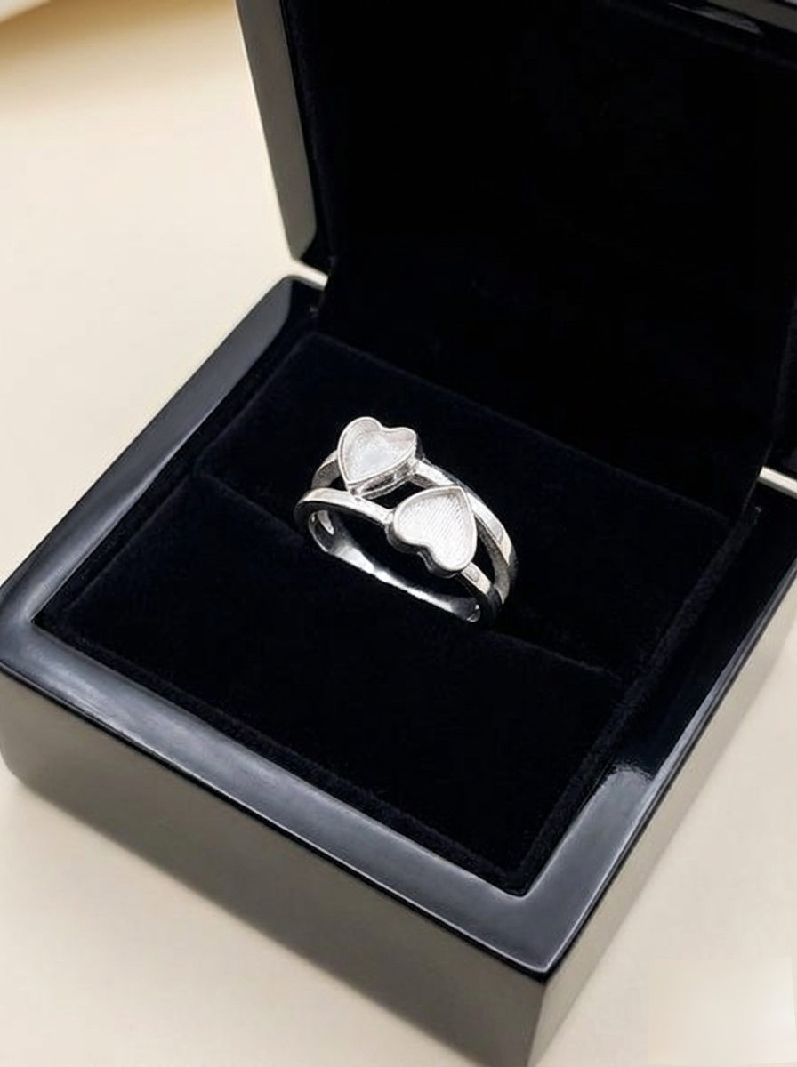 Double Upside Down Heart 925 Silver Ring