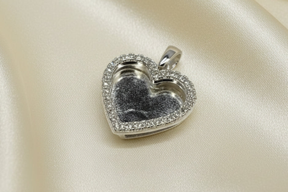 Solid Silver Two Part Articulated Memorial Heart Pendant