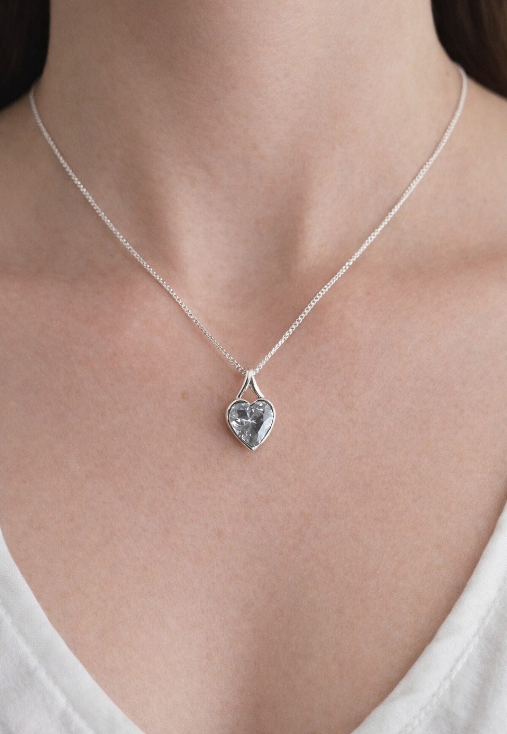 Heart Cubic Zirconia Secretly Set Memorial Pendant