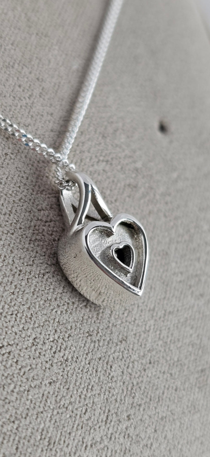 Heart Cubic Zirconia Secretly Set Memorial Pendant