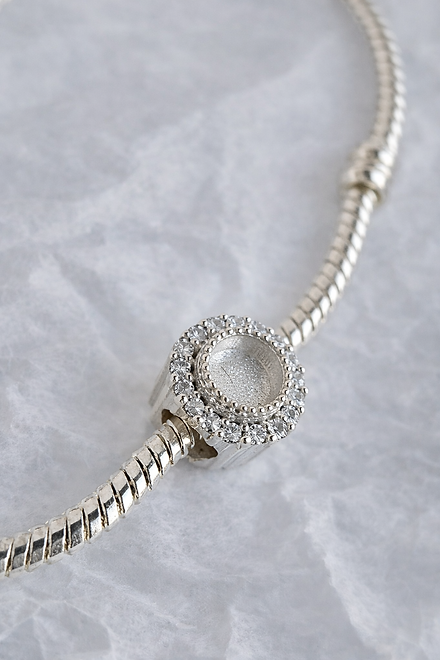 Halo CZ Bead 925 Silver Charm