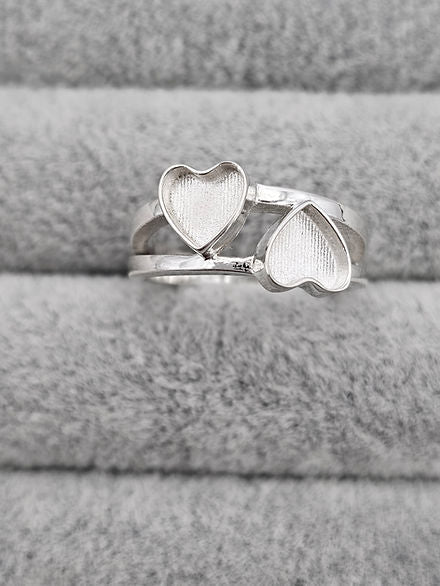 Double Upside Down Heart 925 Silver Ring