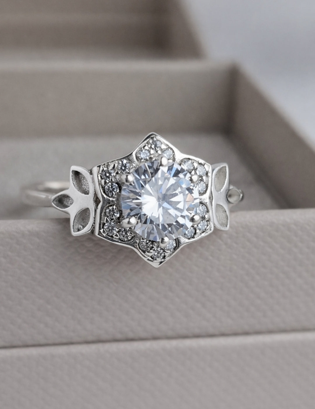 Vintage Floral CZ Memorial Ring