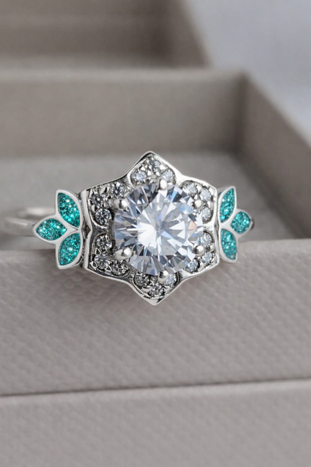 Vintage Floral CZ Memorial Ring