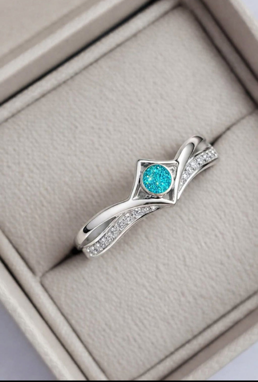 Inverted Wishbone 925 Silver CZ Ring
