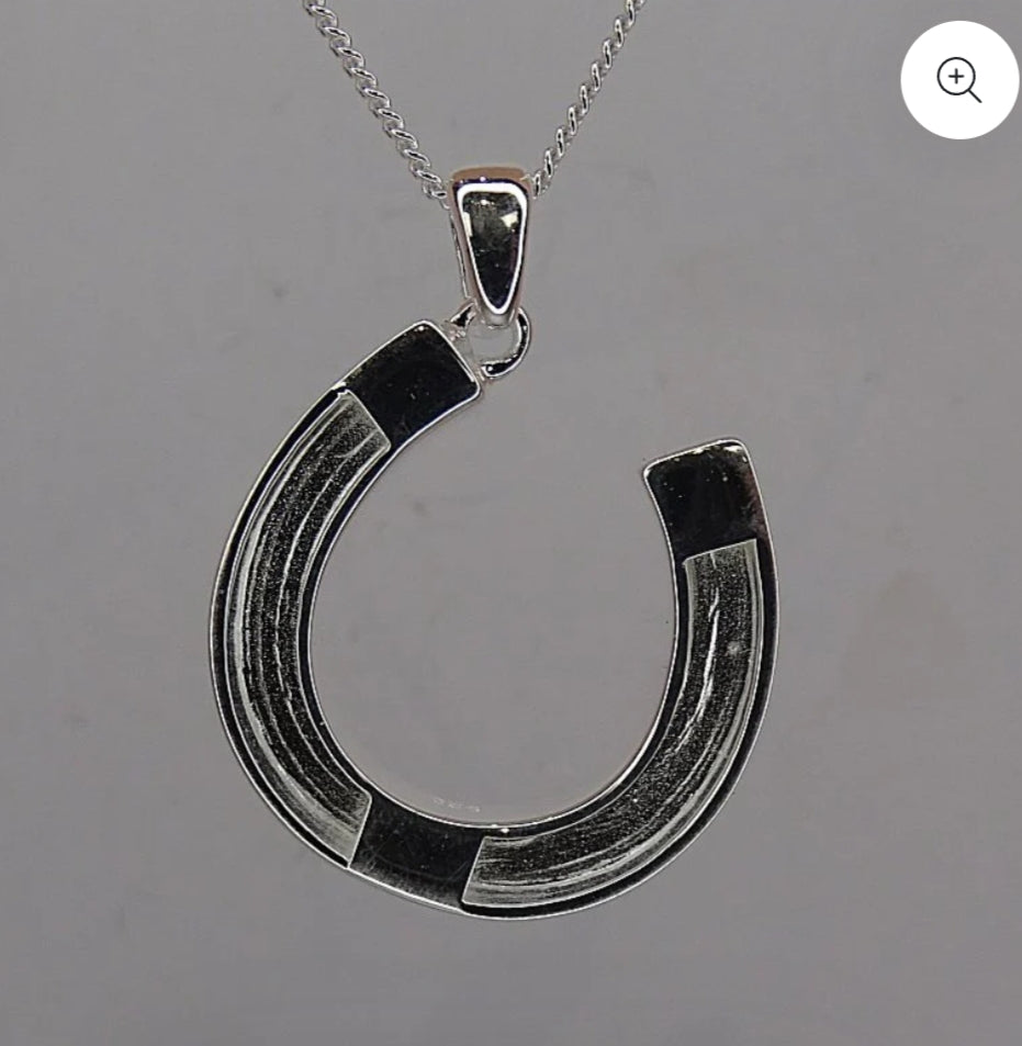 Custom Horse Hair Keepsake Necklace - Elegant Silver Horseshoe Charm