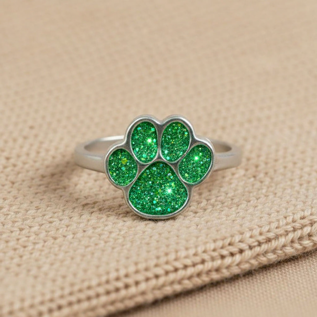Sterling Silver Paw Ring with Resin & Cremation Ashes – Pet Tribute Jewellery