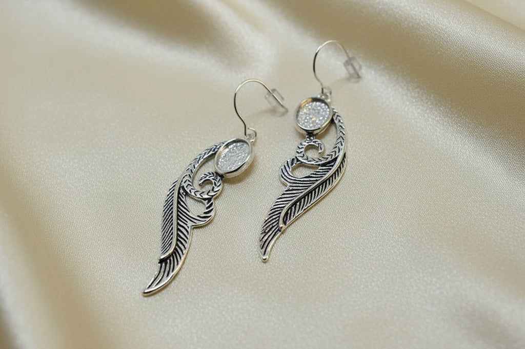Silver Antique Finish - Memorial Drop Earrings