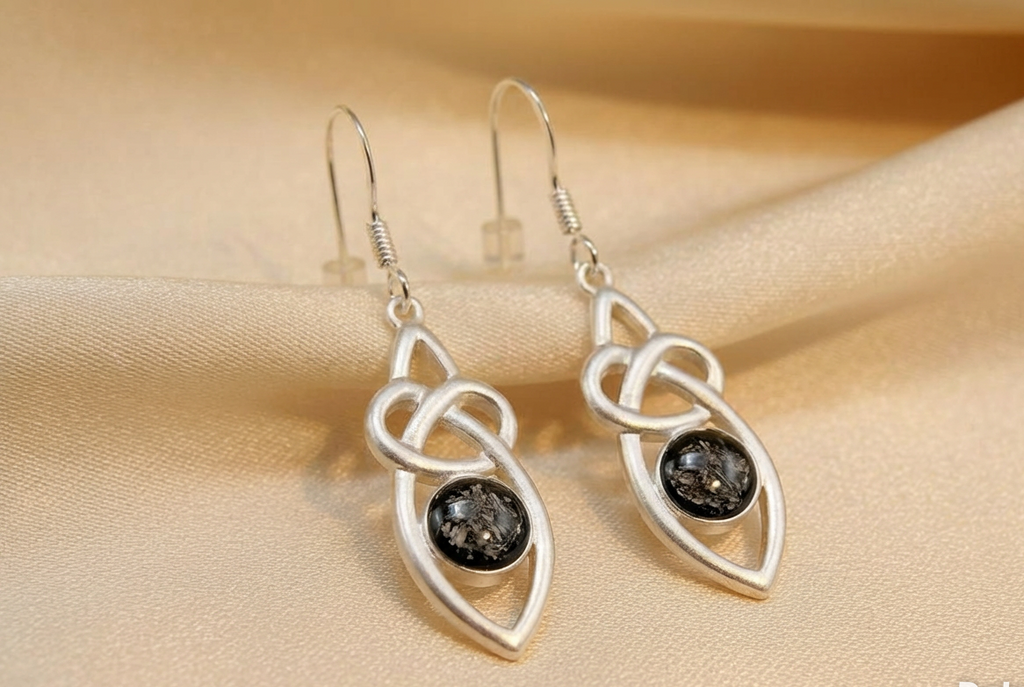 Silver Celtic Drop Memorial Earrings
