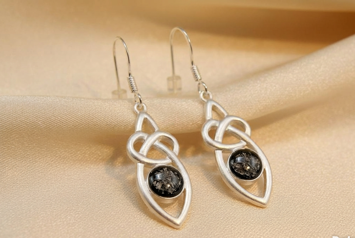 Silver Celtic Drop Memorial Earrings