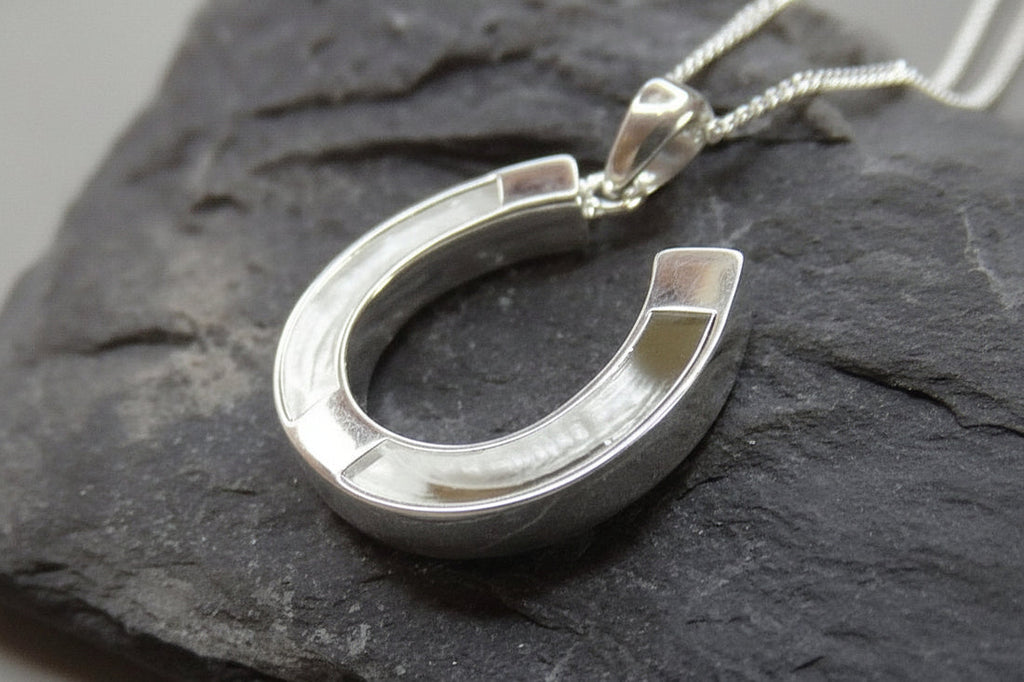 Custom Horse Hair Keepsake Necklace - Elegant Silver Horseshoe Charm